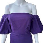 John Zack Petite Bardot Mini Dress With Exaggerated Sleeves Purple Size 10P Photo 2