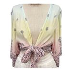 Surf Gypsy  pastel tie dye Kimono small boho cropped front tie cardigan cover up Photo 4