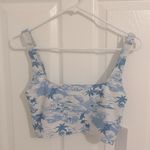 Reformation Harbor Longline Scoop Neck Bikini Top In Island Blue NWT Size Small Photo 2