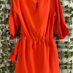 Tangerine Women’s  Orange Front Tie Mini Dress Casual Flowy Long Sleeve Dress Photo 0