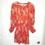 ZARA Red Paisley Print Mini Dress Long Sleeve Smocked Waist Casual Medium Photo 1