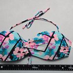 No Boundaries  Pink Floral Padded Halter Tie Swim Bra Beach Bikini Top L Large Photo 2