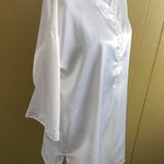 Henri Pierre women L V-cut button front satin Longsleeve nightgown white Photo 3