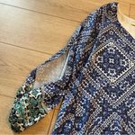 Lovers + Friends  Gracie Dress Blue Green Long Sleeve Cutout Shift Size M Photo 2