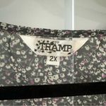 Tramp Gray Floral Sheer Sleeveless Top with Ivory Crochet Detail, Size 2X‎ Photo 3