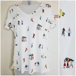 Style & Co  White Short Sleeve Shirt Skaters Whimsy Tees Size Small Photo 1