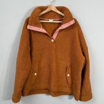 J.Crew Snap Collar Sherpa Sweatshirt Polartec Fleece Pullover Women's 2X Adobe Photo 2