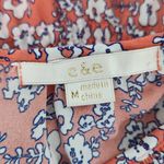 C&E Coral Pink Floral Mini Dress Size Medium Floral Blouson Dress Wedding Guest Photo 7