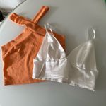 SheIn Orange and White Crop Tops Photo 0