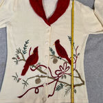 JTwo Women's Shawl Collar Knit Cardigan Sweater Size Small Cream Red Holiday Photo 8