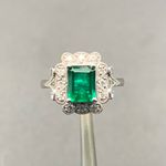1.75 ct Lab Created Emerald & Diamond Ring Antique Style Sterling Silver Size 7 Green Photo 4