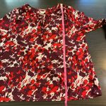 J.Crew  Womens L Tie Neck Blouse‎ Red Burgundy Abstract Print Office Church Photo 7