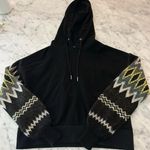 Central Park West  Black Hoodie with Patterned Sleeves Photo 1