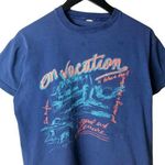 80s Distressed Vintage On Vacation T Shirt Blue Medium M USA Travel Leisure Logo Photo 0