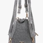 ALDO Farore Women's Mini Backpack Purse Silver Sparkle World Traveler Patches Photo 5