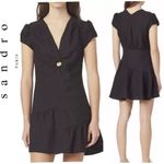Sandro  Paris Ronald CutOut Gathered Twill Linen Blend Mini Dress In Black, 38/M Photo 1