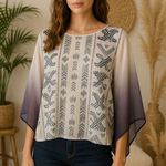 Cato  Womens Kimono Top Size‎ S Sheer Boho Tribal Print Lightweight Artsy Photo 0