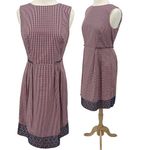 Brooks Brothers Shift Dress Pleated Waist Cotton Eyelet Hem Red Gingham Womens 8 Photo 1