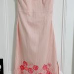 EXPRESS Stretch Pink Strapless Floral Dress Photo 0