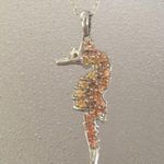 14K white gold yellow sapphire seahorse pendant Orange Photo 3