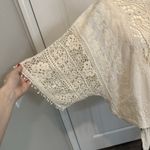 Democracy Boho Crochet Lace Tie Front Top & Lining Tank Cream Peasant‎ Festival Small Photo 2