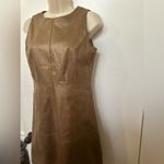 Badgley Mischka  "Belle" Sleeveless Gold Genuine Leather Dress Sz 2 Small A Line Photo 3