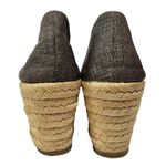 Tory Burch Filipa Pewter Linen Espadrille Wedges - Metallic Peep-Toe Heels Photo 4