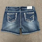 Grace in LA Bling Embroidered Easy Fit Blue Jean Shorts Stretch Size 32 Photo 1