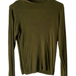Valerie Stevens  Vintage Green Ribbed Silk Turtleneck Sweater L Preppy Old Money Photo 0