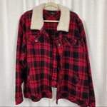 Torrid Red Plaid Brushed Twill&Faux Fur Collar Trucker Jacket Sz.4 Photo 6