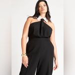 Eloquii Faux Tie Collared Jumpsuit Sleeveless Black White Tuxedo Size 20 New Photo 5