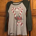 Mystique Boutique Color Bear Graphic Christmas Candy Cane Shirt Photo 0