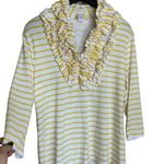 Christina Yellow Stripe Ruffle Neckline Business Casual Sweater Size XL Photo 0