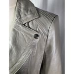 White House | Black Market Silver Grey Leather Moto Jacket Women's Size Medium Zip Photo 2