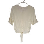 No Boundaries  Girls Tunic Elbow Sleeve‎ Tie Front Scoop Neck Top Beige Sz M 7-9 Photo 1