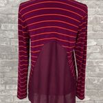Bordeaux  Striped Chiffon Back Long Sleeve Top Photo 2