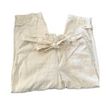 Banana Republic  lunch bag cream cropped linen blend pants size 12P, inse… Photo 0