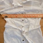 Nanette Lepore  White Button Front Puff Sleeve Belted Midi Dress Size 8 Photo 2