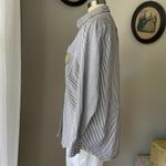 VINTAGE 1980s bedazzled jaguar pinstriped blouse Size L Photo 4