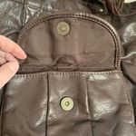 Brown Faux Leather Bag Top Handle Brass Hardware Y2K Style Photo 2