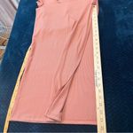 Haute Monde Blush Pink Stretch Ribbed Jersey Knit Side Slit Bodycon Maxi Dress Photo 12