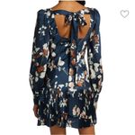 Monique Lhuillier  blue floral pleated mini dress size 10 Photo 3