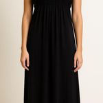 🔴 New York & Company Strapless Maxi Dress S | Rosette Bodice, Black, Flowy Fit Black Photo 0