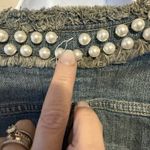Vera Wang Princess  Pearl Collar Denim Jacket XS Frayed Trim Stretch Chic Feminin Photo 7