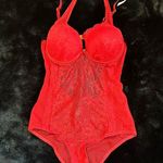 Daisy Fuentes Red Lace Bodysuit - Size Small Photo 2