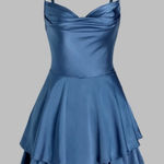 Cider  Satin Cowl-neck Layered Romper Photo 0