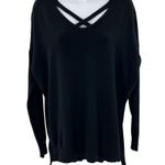 Lulus Oversized Strappy Criss Cross Neck Sweater Knit Long Sleeve Top Shirt XS Black Photo 2