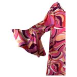 Trina Turk Pink Bold Bright Bell Sleeve Abstract 60s Shirt Dress Medium NEW Photo 3