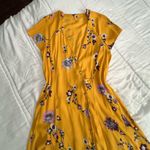 Free People  lost in you golden yellow flower high low midi short sleeve dress M Photo 5
