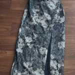 Adrianna Papell  Matelasse Elegant Floral Maxi Dress with Slit Midnight Blue Prom Photo 0